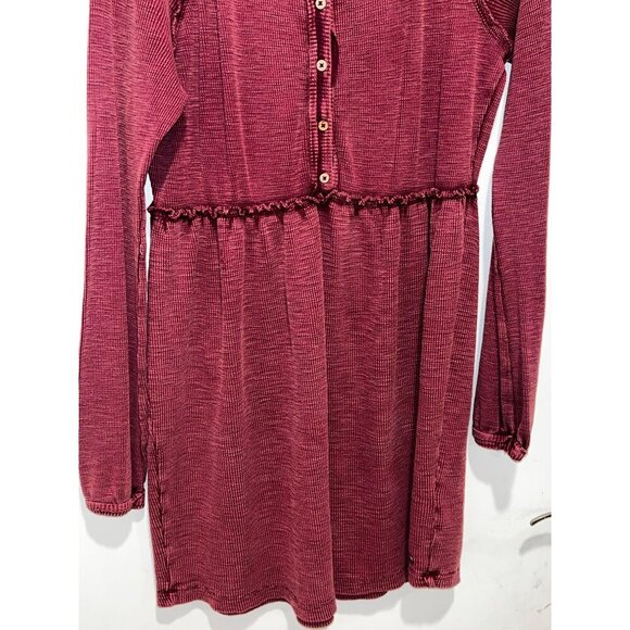 Roxy Burgundy Waffle-Knit Long Sleeve Casual Style Womens mini  Dress Size M - Picture 4 of 8